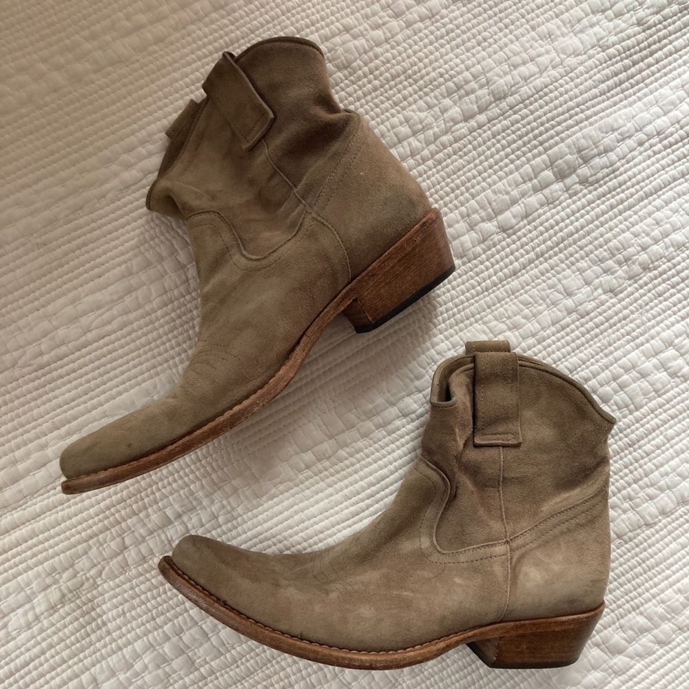 Alberto Fermani ankle cowboy boots, tan suede 38.5